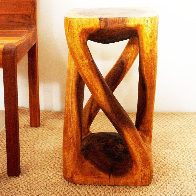 Haussmann Vine Twist Stool 12" Sq - Oak | Stools & Benches | Modishstore-4