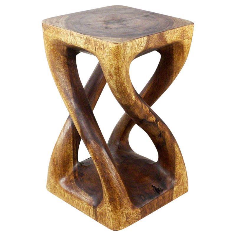 Haussmann Vine Twist Stool 14" Sq - Walnut | Stools & Benches | Modishstore-3