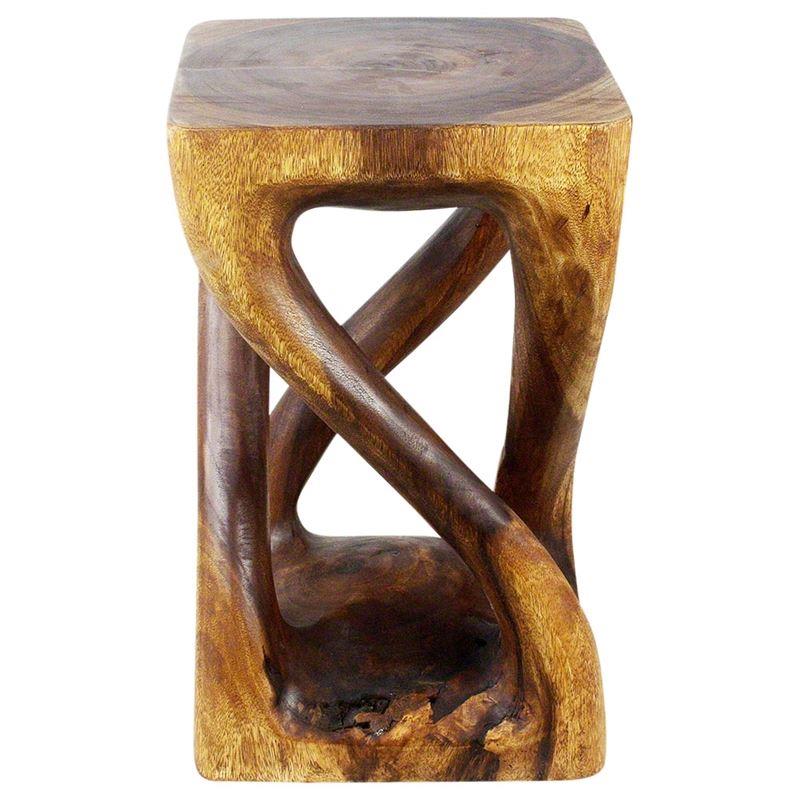 Haussmann Vine Twist Stool 14" Sq - Walnut | Stools & Benches | Modishstore-4