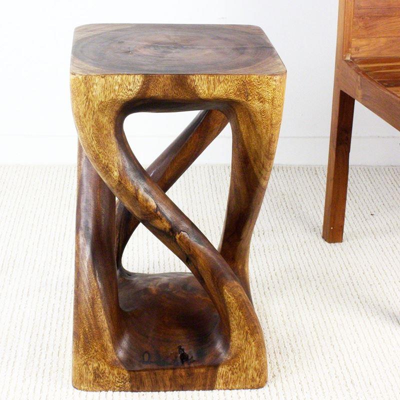 Haussmann Vine Twist Stool 14" Sq - Walnut | Stools & Benches | Modishstore-2