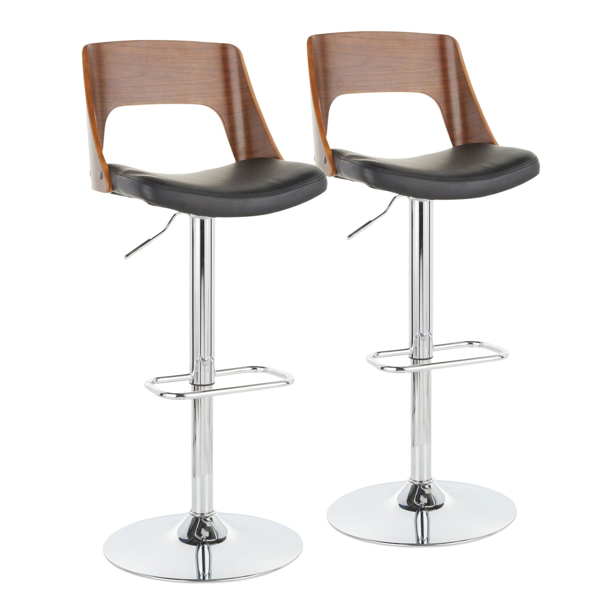 Valencia Adjustable Barstool - Set of 2 Black  By LumiSource | Bar Stools | Modishstore - 3