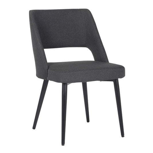 Valencia Mid-Century Modern Chair in Black Steel and Charcoal Fabric By LumiSource | Side Chairs | Modishstore