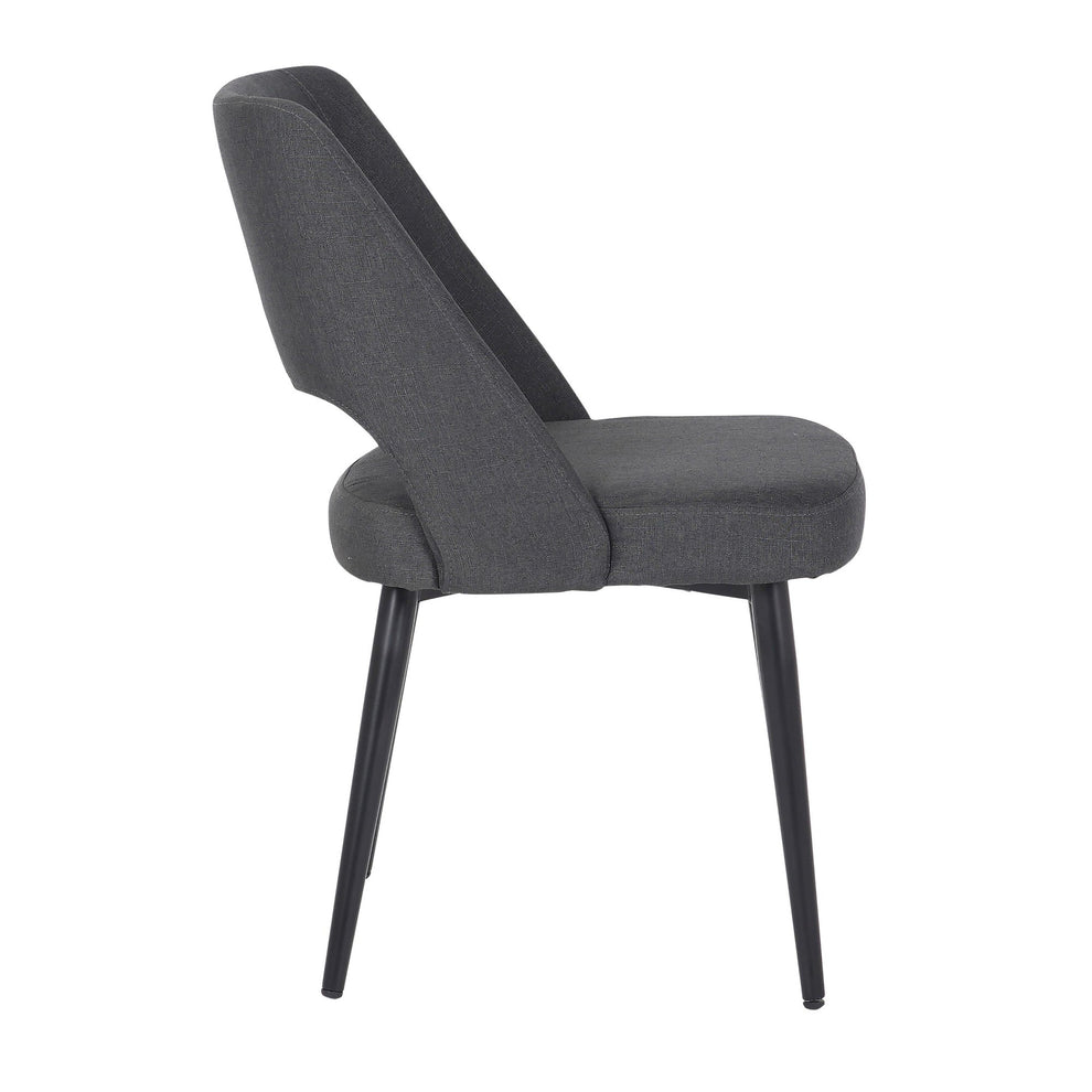 Valencia Mid-Century Modern Chair in Black Steel and Charcoal Fabric By LumiSource | Side Chairs | Modishstore - 5