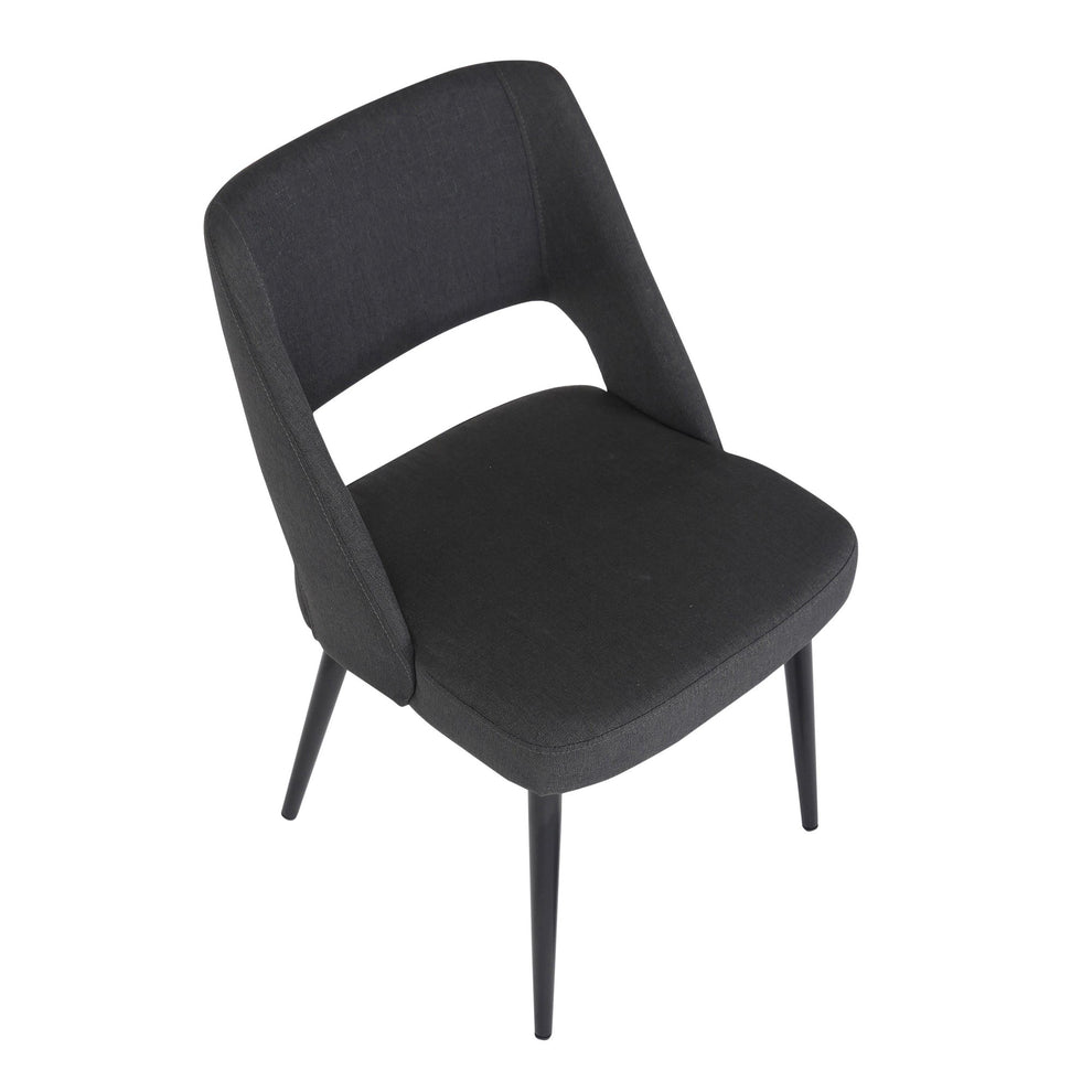 Valencia Mid-Century Modern Chair in Black Steel and Charcoal Fabric By LumiSource | Side Chairs | Modishstore - 2