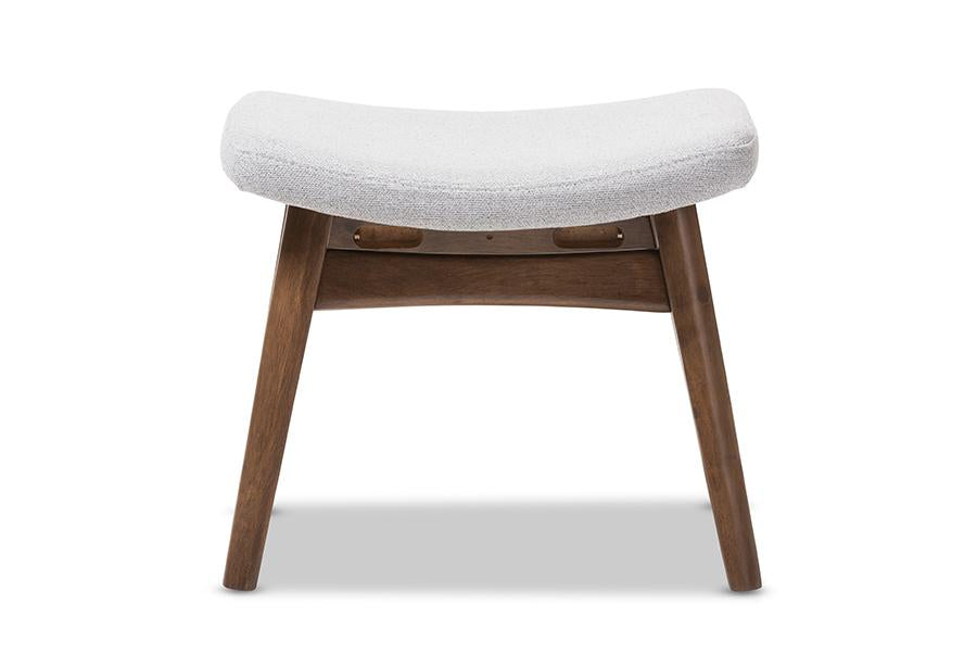 baxton studio vera mid century modern light grey fabric upholstered ottoman | Modish Furniture Store-2