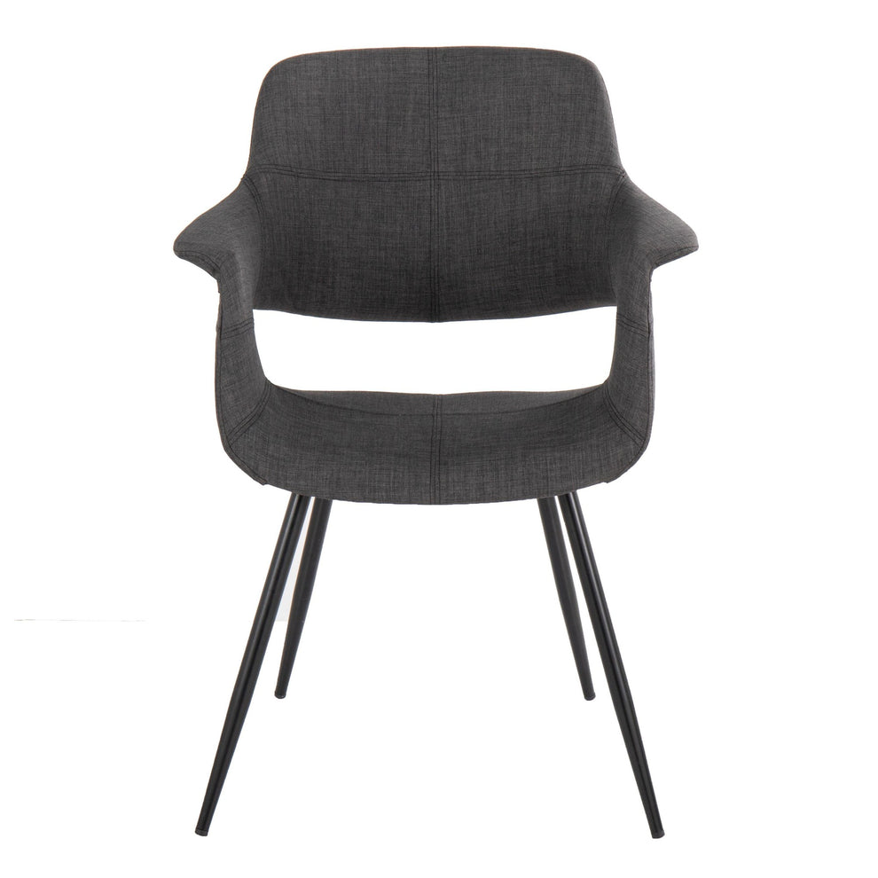 Vintage Flair Glam/Art Deco Chair in Black Metal and Cream Fabric By LumiSource - Set of 2 | Dining Chairs | Modishstore - 9