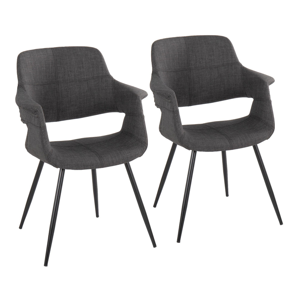 Vintage Flair Glam/Art Deco Chair in Black Metal and Cream Fabric By LumiSource - Set of 2 | Dining Chairs | Modishstore - 8