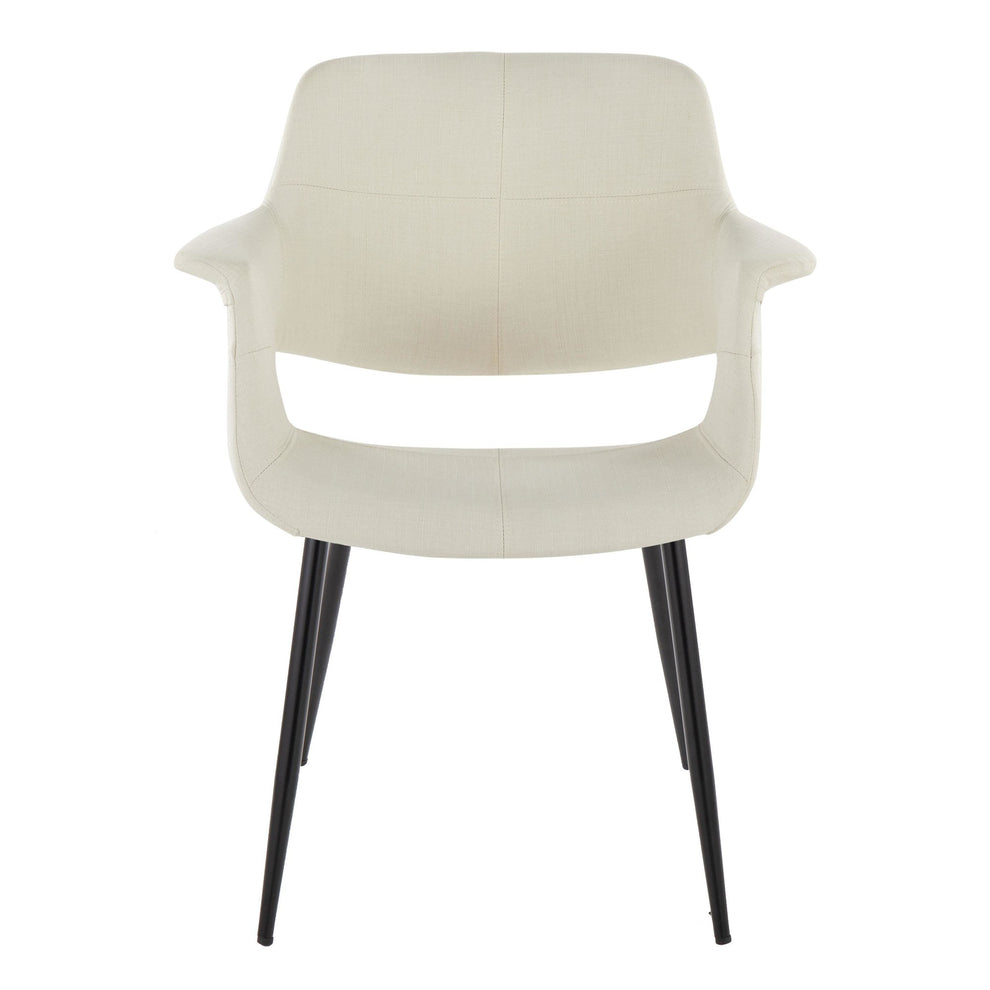 Vintage Flair Glam/Art Deco Chair in Black Metal and Cream Fabric By LumiSource - Set of 2 | Dining Chairs | Modishstore - 2