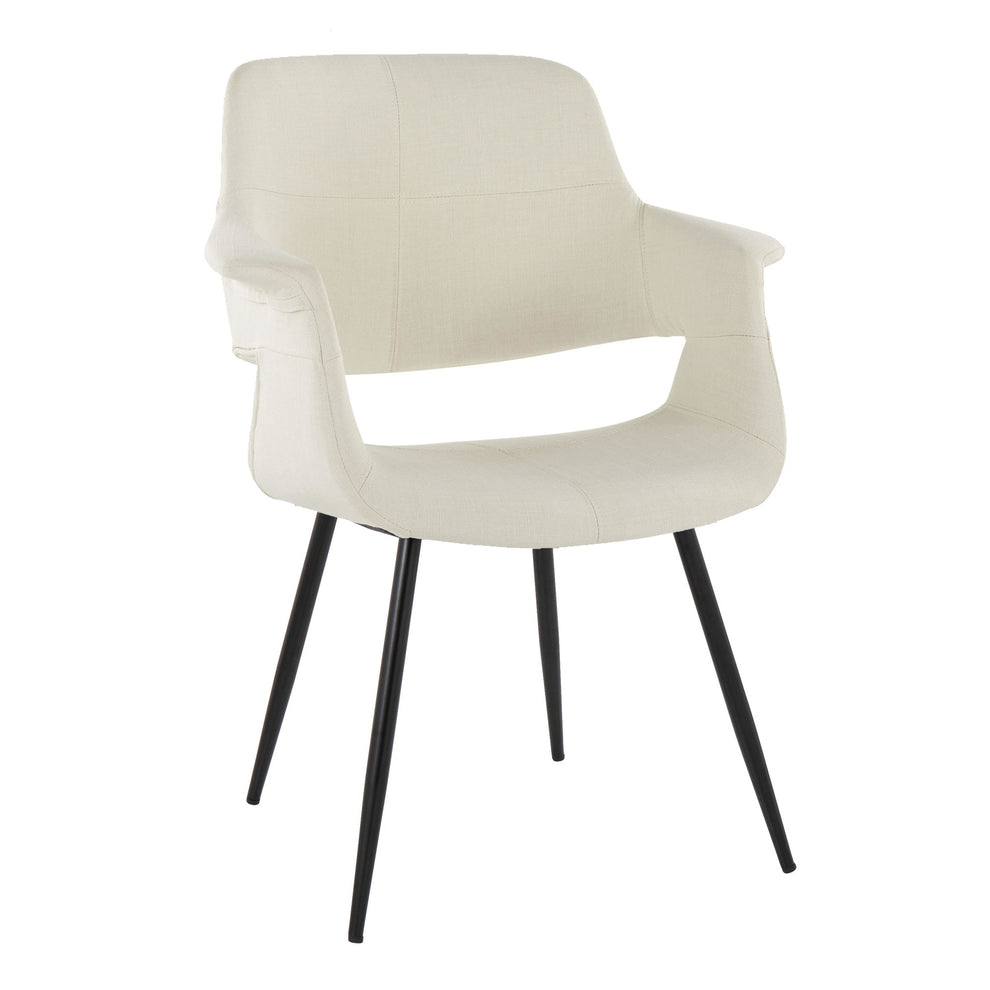 Vintage Flair Glam/Art Deco Chair in Black Metal and Cream Fabric By LumiSource - Set of 2 | Dining Chairs | Modishstore - 4