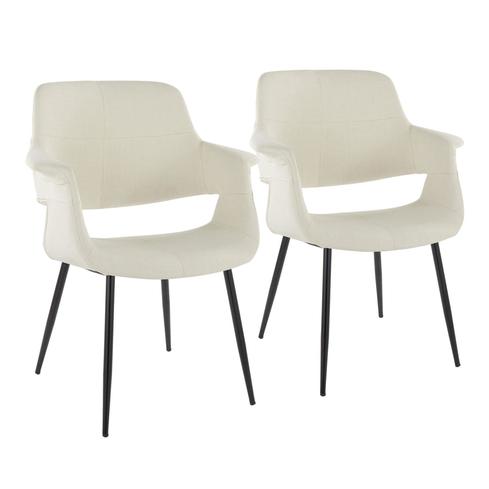 Vintage Flair Glam/Art Deco Chair in Black Metal and Cream Fabric By LumiSource - Set of 2 | Dining Chairs | Modishstore