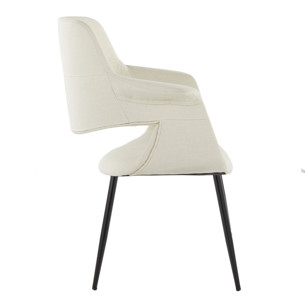 Vintage Flair Glam/Art Deco Chair in Black Metal and Cream Fabric By LumiSource - Set of 2 | Dining Chairs | Modishstore - 5