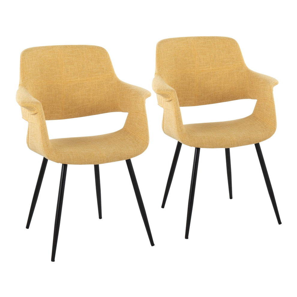 Vintage Flair Glam/Art Deco Chair in Black Metal and Cream Fabric By LumiSource - Set of 2 | Dining Chairs | Modishstore - 17