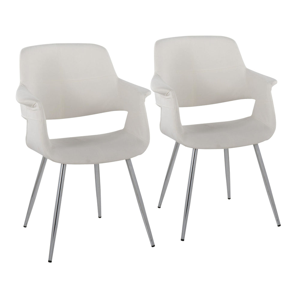Vintage Flair Glam/Art Deco Chair in Black Metal and Cream Fabric By LumiSource - Set of 2 | Dining Chairs | Modishstore - 25