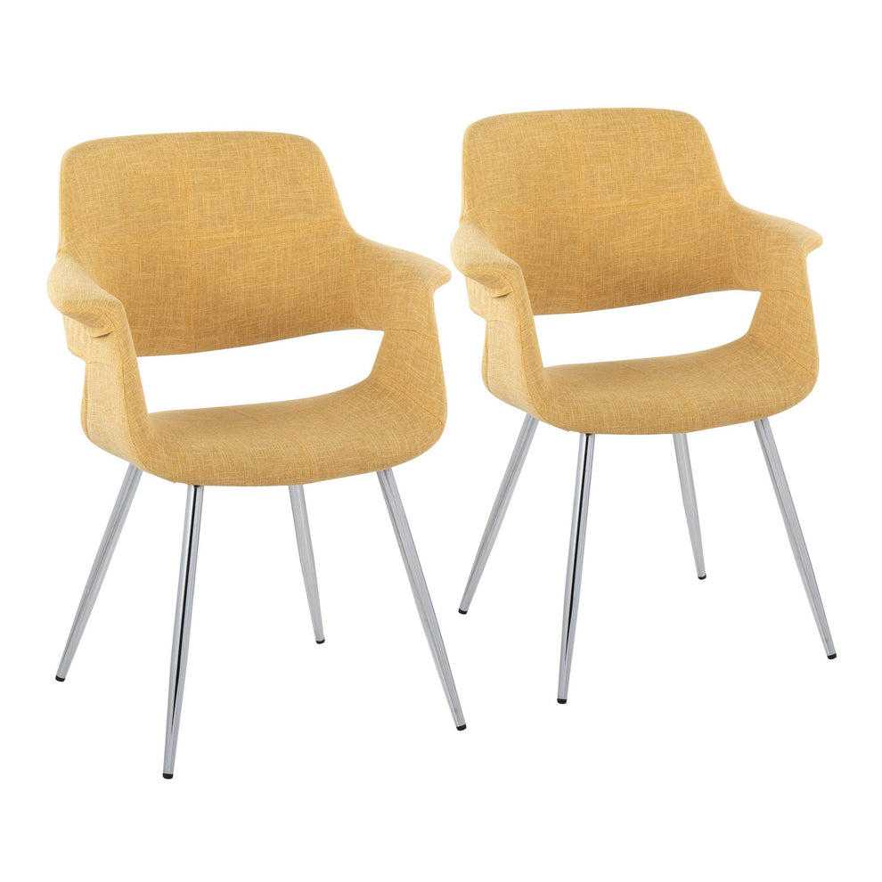 Vintage Flair Glam/Art Deco Chair in Black Metal and Cream Fabric By LumiSource - Set of 2 | Dining Chairs | Modishstore - 41