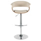 Vintage Mod Mid-Century Modern Adjustable Barstool with Swivel in Walnut and Cream Fabric By LumiSource - Set of 2 | Bar Stools | Modishstore - 4