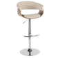 Vintage Mod Mid-Century Modern Adjustable Barstool with Swivel in Walnut and Cream Fabric By LumiSource - Set of 2 | Bar Stools | Modishstore - 6