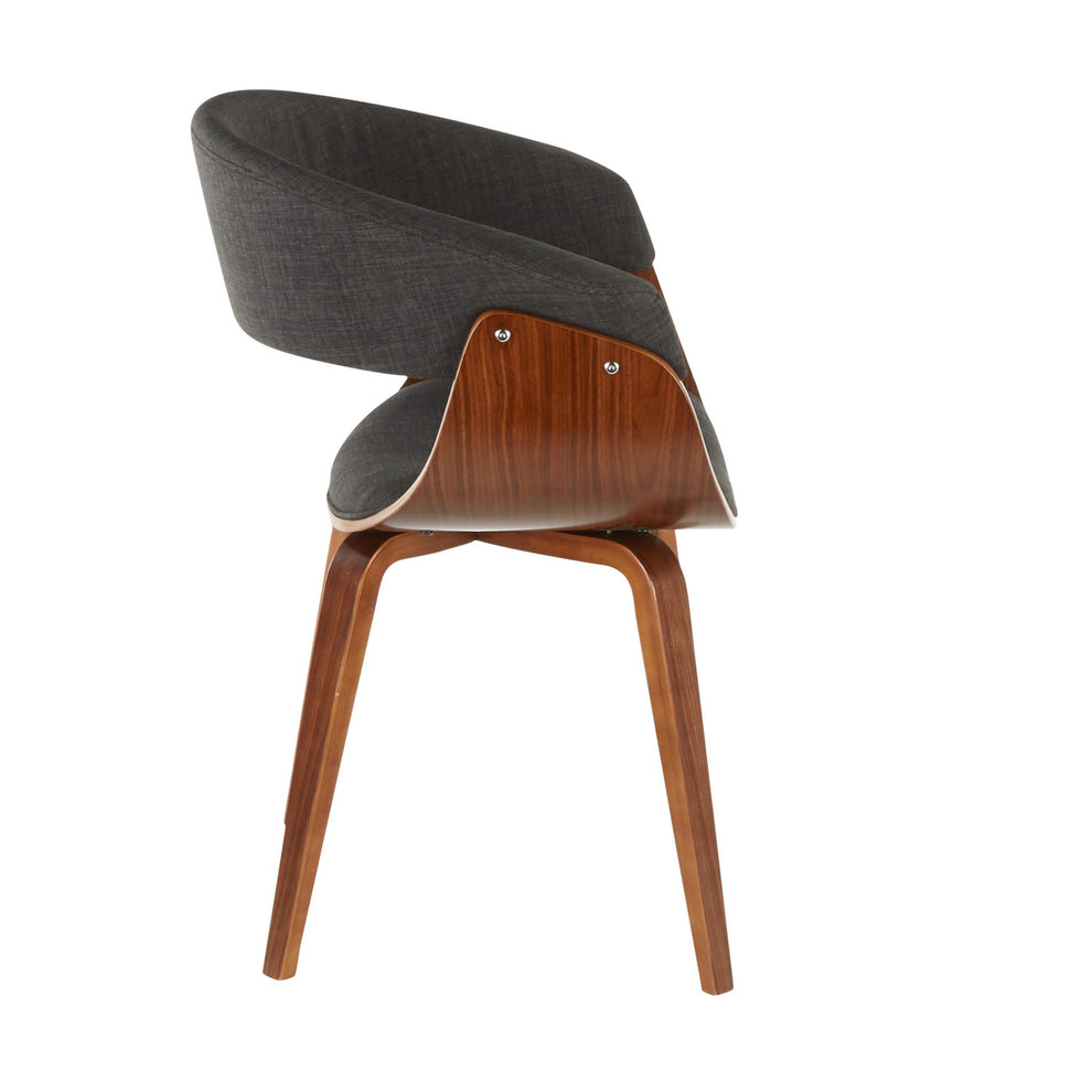 Vintage Mod Mid-Century Modern Dining/accent Chair in Walnut Wood and Blue Fabric By LumiSource - Set of 2 | Dining Chairs | Modishstore - 17