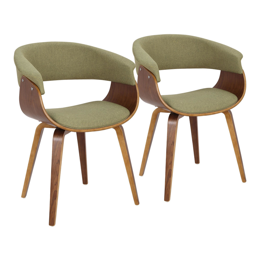 Vintage Mod Mid-Century Modern Dining/accent Chair in Walnut Wood and Blue Fabric By LumiSource - Set of 2 | Dining Chairs | Modishstore - 20