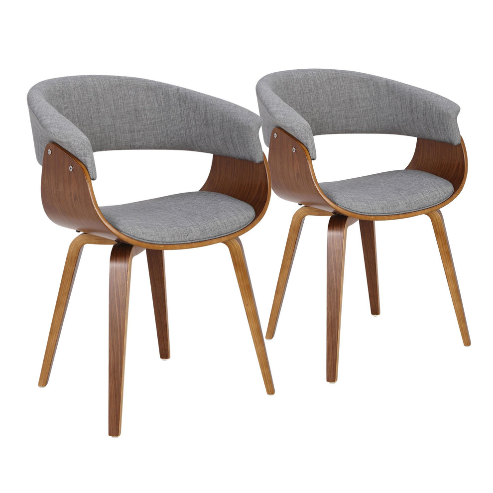 Vintage Mod Mid-Century Modern Dining/accent Chair in Walnut Wood and Blue Fabric By LumiSource - Set of 2 | Dining Chairs | Modishstore - 31