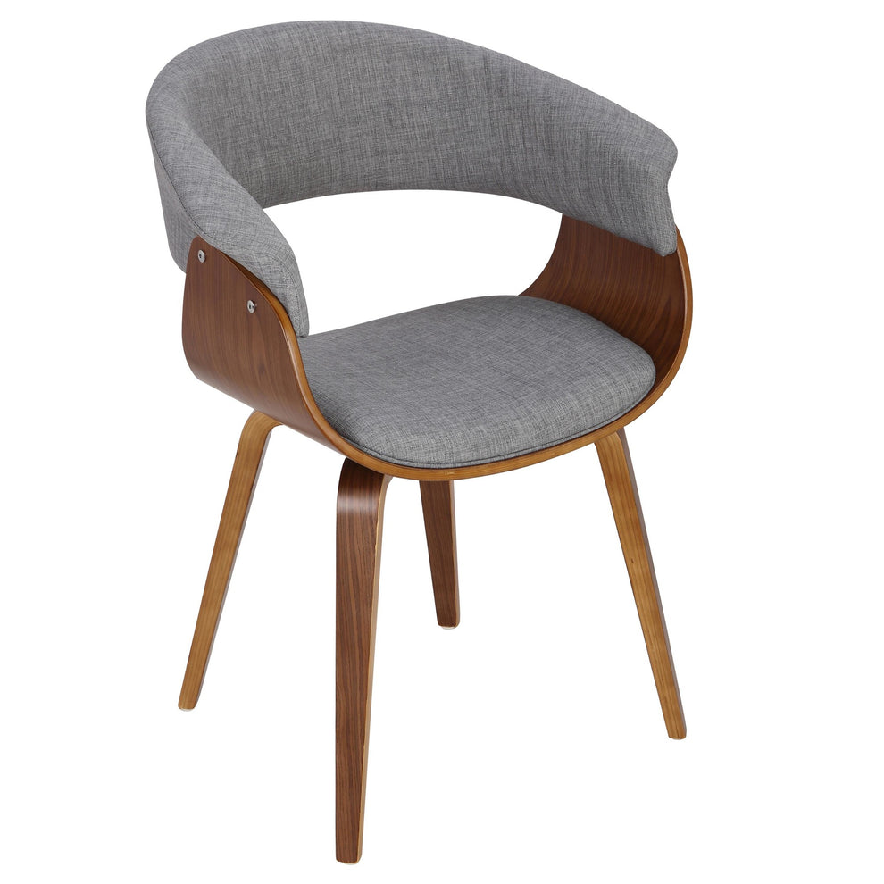 Vintage Mod Mid-Century Modern Dining/accent Chair in Walnut Wood and Blue Fabric By LumiSource - Set of 2 | Dining Chairs | Modishstore - 33