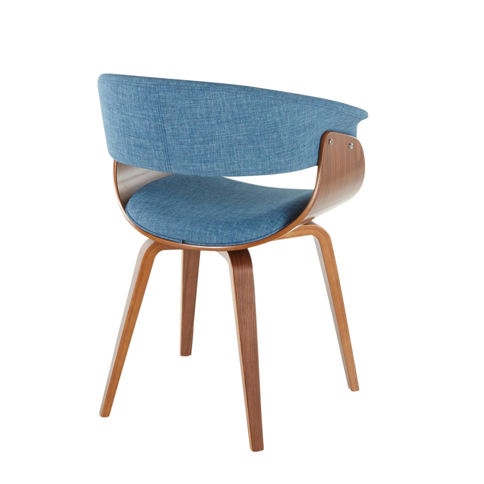 Vintage Mod Mid-Century Modern Dining/accent Chair in Walnut Wood and Blue Fabric By LumiSource - Set of 2 | Dining Chairs | Modishstore - 10