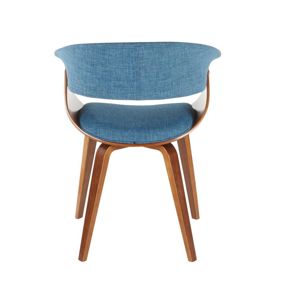 Vintage Mod Mid-Century Modern Dining/accent Chair in Walnut Wood and Blue Fabric By LumiSource - Set of 2 | Dining Chairs | Modishstore - 11