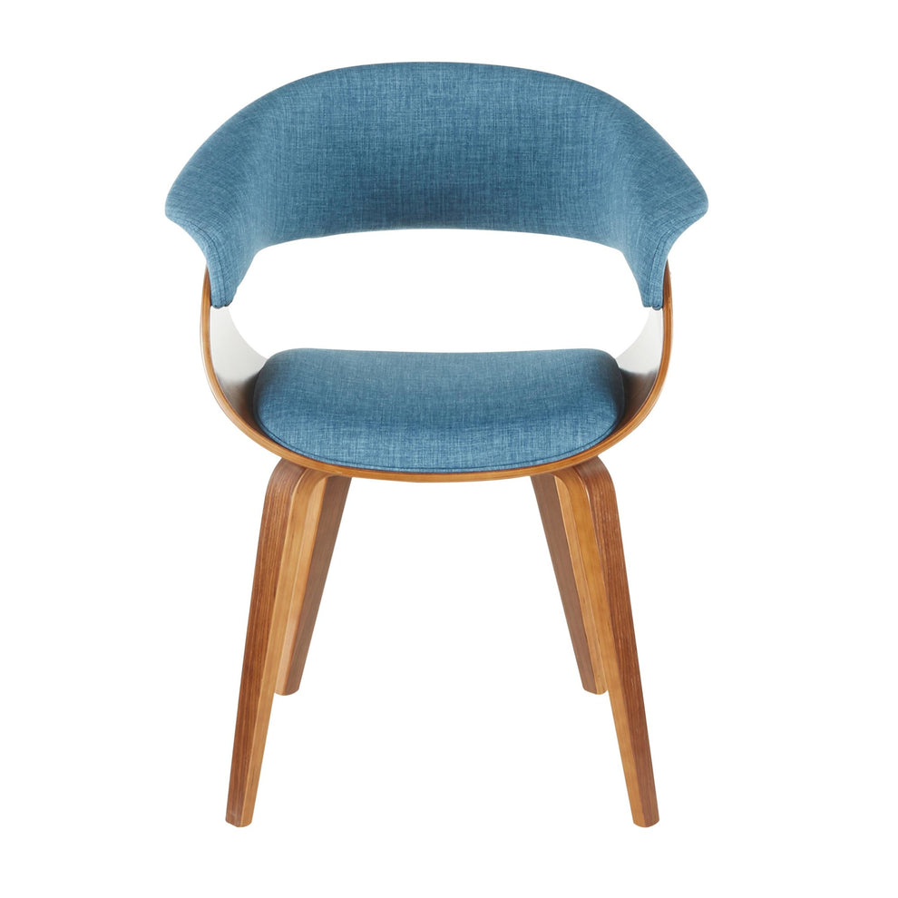 Vintage Mod Mid-Century Modern Dining/accent Chair in Walnut Wood and Blue Fabric By LumiSource - Set of 2 | Dining Chairs | Modishstore - 3