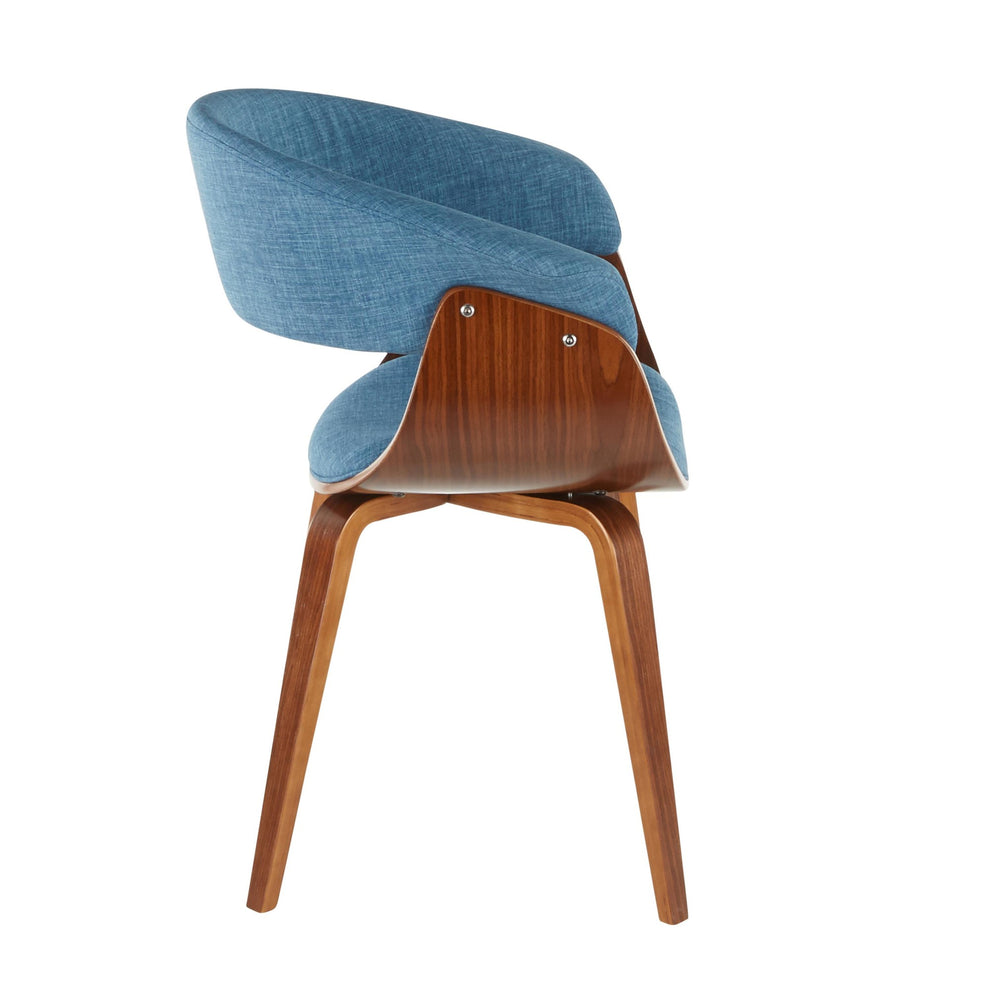 Vintage Mod Mid-Century Modern Dining/accent Chair in Walnut Wood and Blue Fabric By LumiSource - Set of 2 | Dining Chairs | Modishstore - 9