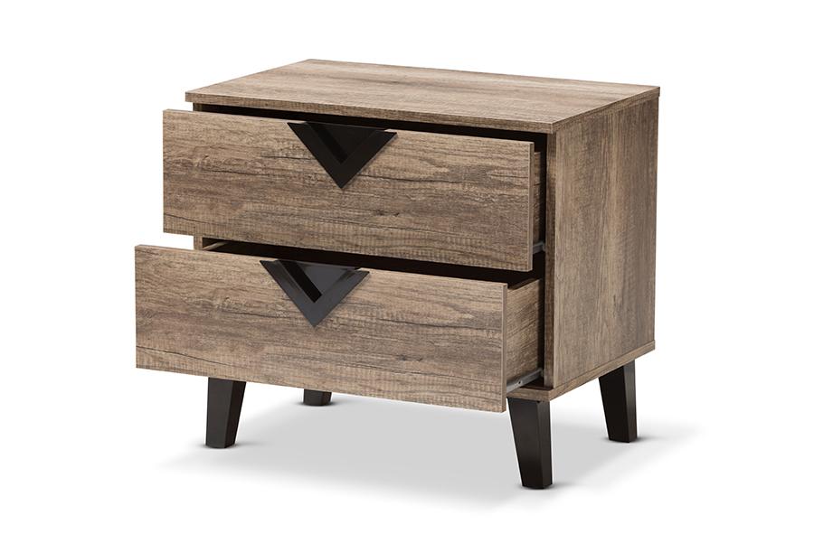 baxton studio swanson modern and contemporary light brown wood 2 drawer nightstand | Modish Furniture Store-3