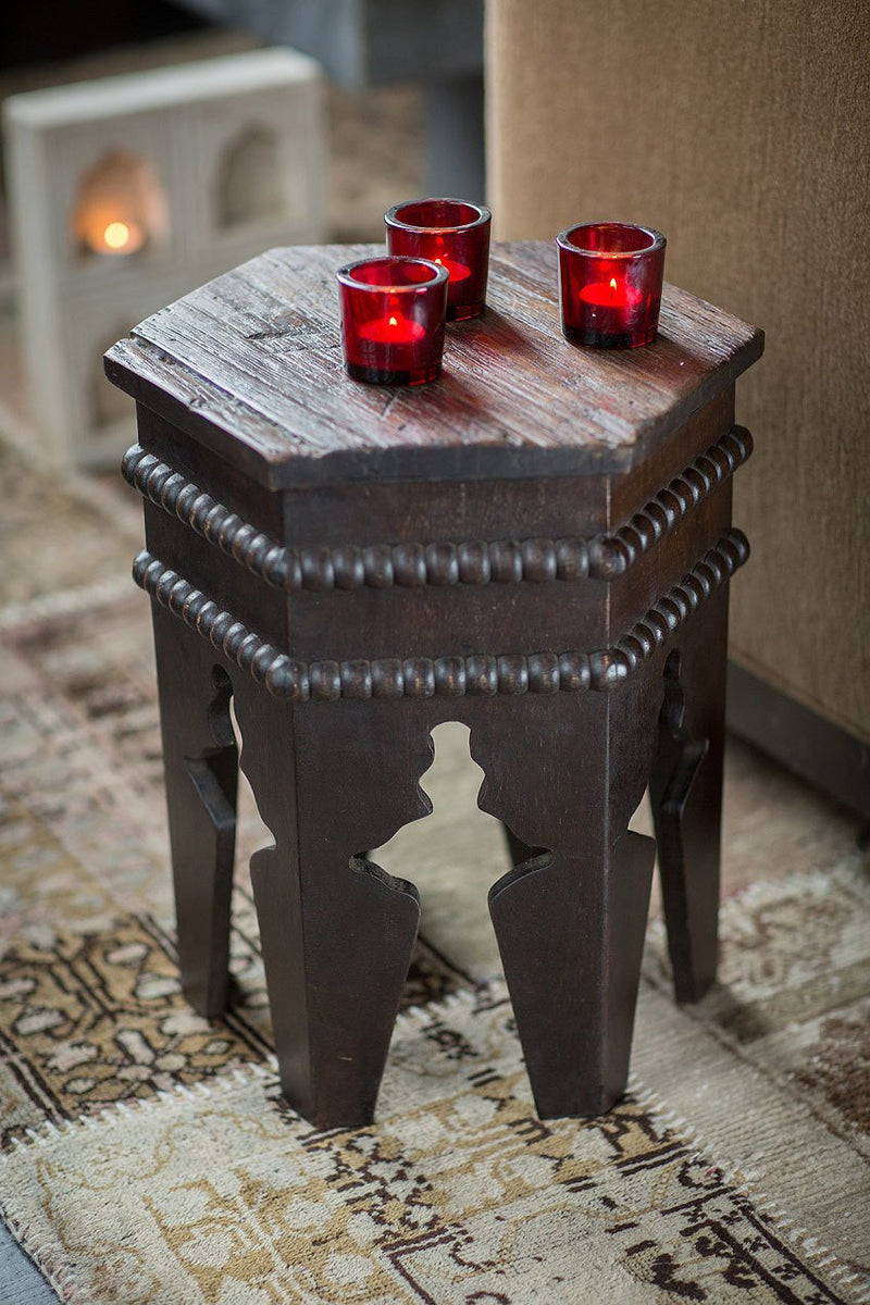 Vagabond Vintage Antique Wood Moroccan Table | Modishstore | Side Tables