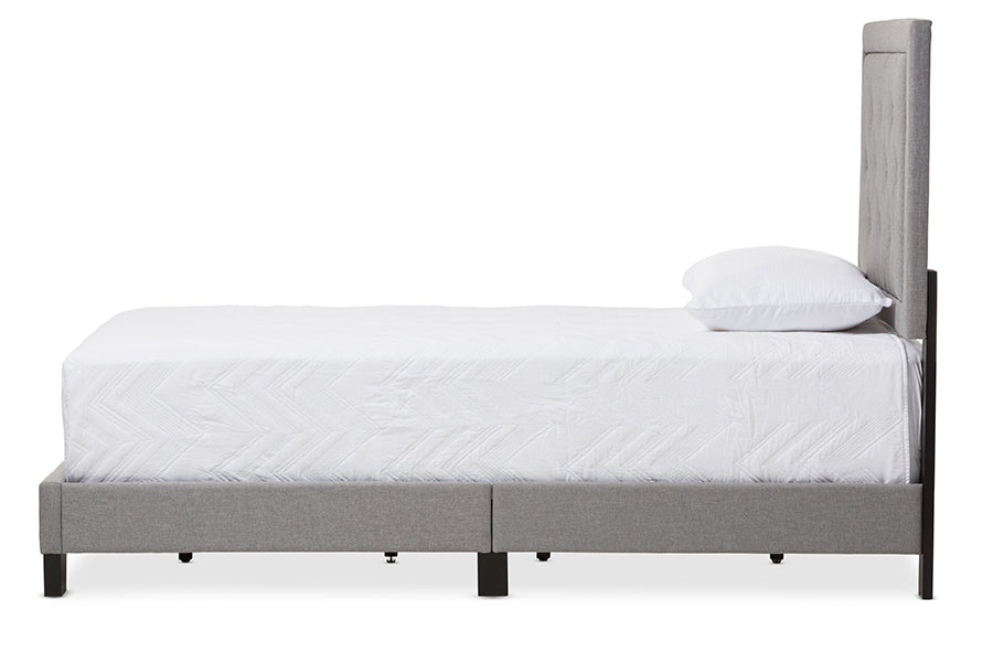 baxton studio paris modern and contemporary beige linen upholstered twin size tufting bed | Modish Furniture Store-6