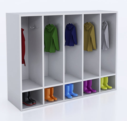 Whitney Brothers White 5 Section Coat Locker | Kids Collection | Modishstore
