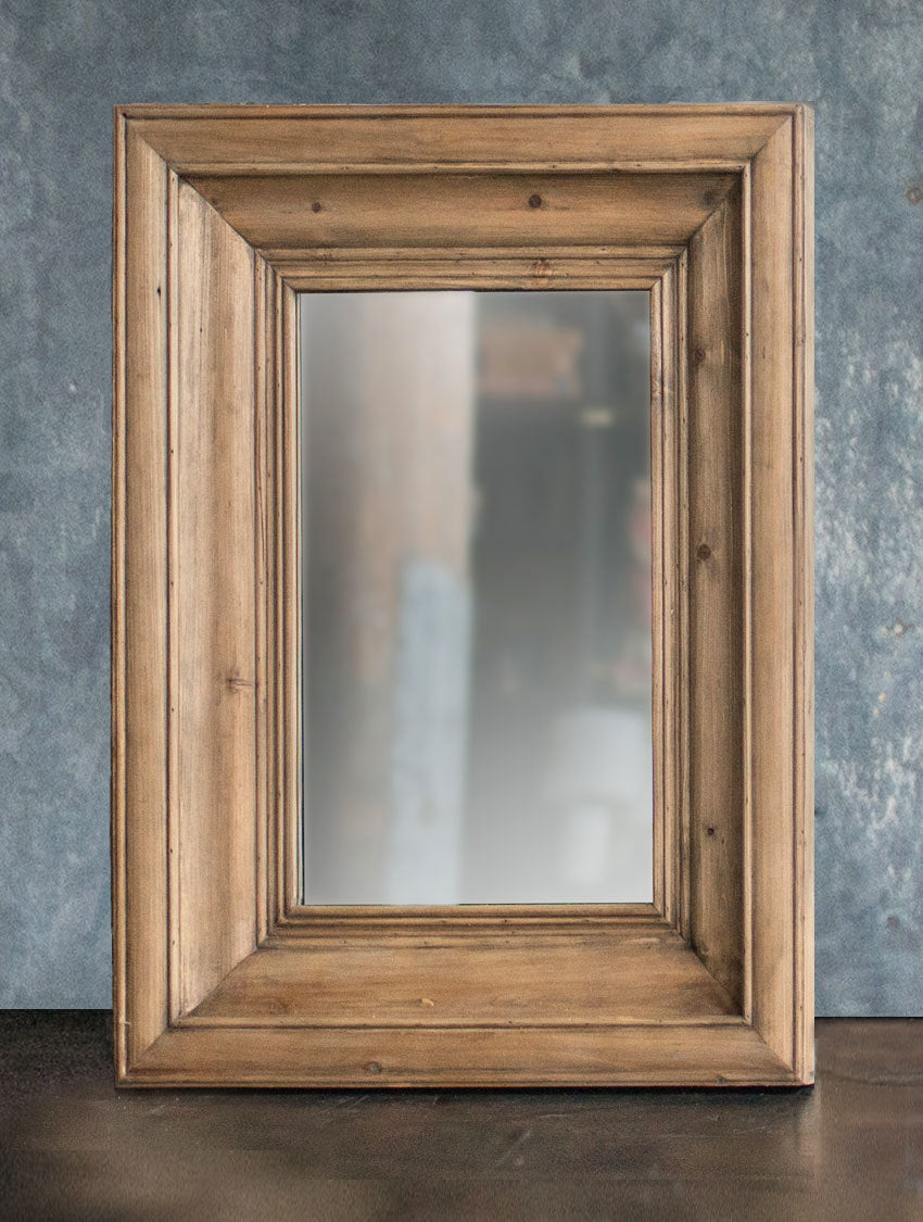 Vagabond Vintage Rectangle Solid Pine Wood Frame Mirror | Modishstore | Mirrors