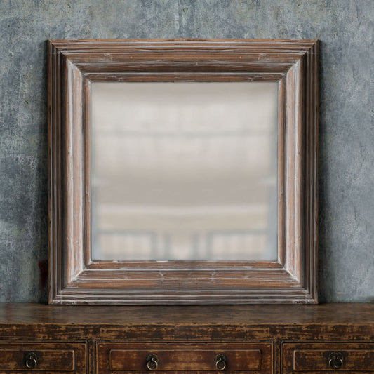 Vagabond Vintage Washed Grey Square Frame Mirror | Modishstore | Mirrors