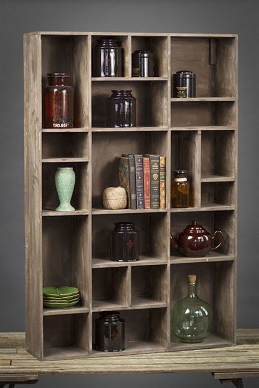 Vagabond Vintage Recycled Pine Wall Cubby with 20 Slots | Modishstore | Shelves & Shelving Units