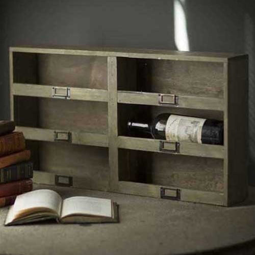 Vagabond Vintage Wine Box with 6 Cubbys and Metal Tag Holder | Modishstore | Wine Racks