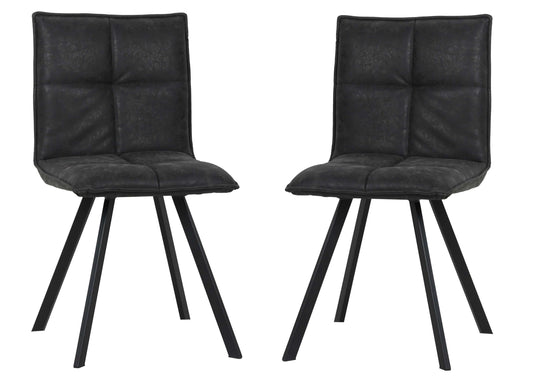 LeisureMod Wesley Modern Leather Dining Chair With Metal Legs Set of 2 | Dining Chairs | Modishstore