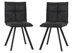 LeisureMod Wesley Modern Leather Dining Chair With Metal Legs Set of 2