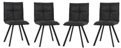 LeisureMod Wesley Modern Leather Dining Chair With Metal Legs Set of 4