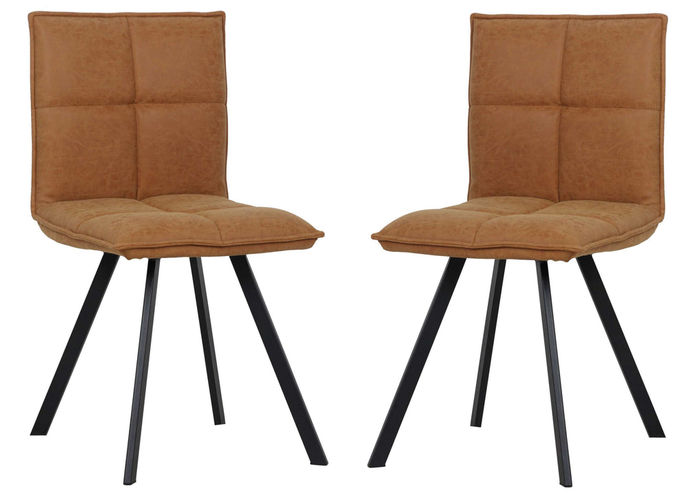 LeisureMod Wesley Modern Leather Dining Chair With Metal Legs Set of 2 | Dining Chairs | Modishstore
