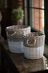 Vagabond Vintage Round Willow Baskets Dipped White - Set of 2