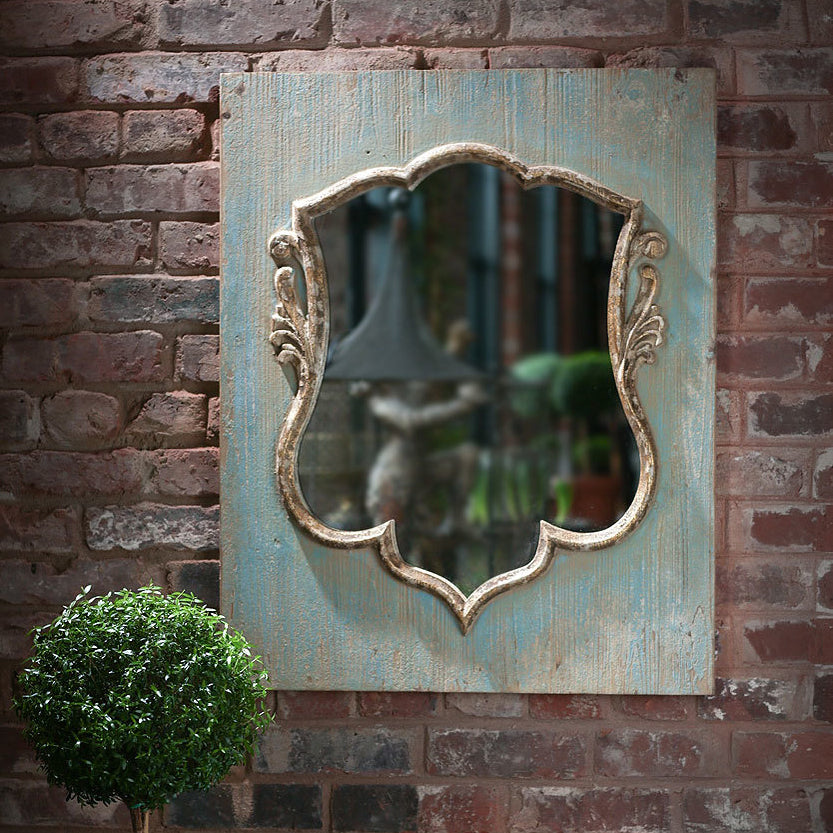 Vagabond Vintage Distressed Wood Shield Mirror | Modishstore | Mirrors