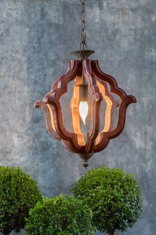 Vagabond Vintage Carved Wood Pendant Lamp | Modishstore | Pendant Lamps