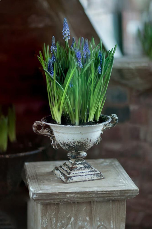 Vagabond Vintage Distressed Metal White Urn | Modishstore | Vases