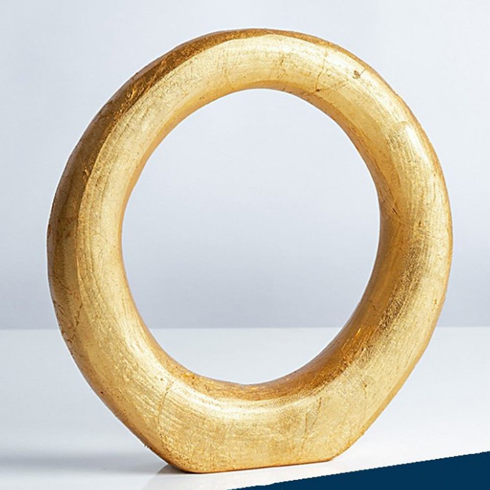 Gold Leaf Design Group Wood Ring Sculpture (Set of 2) | Sculptures | Modishstore-4