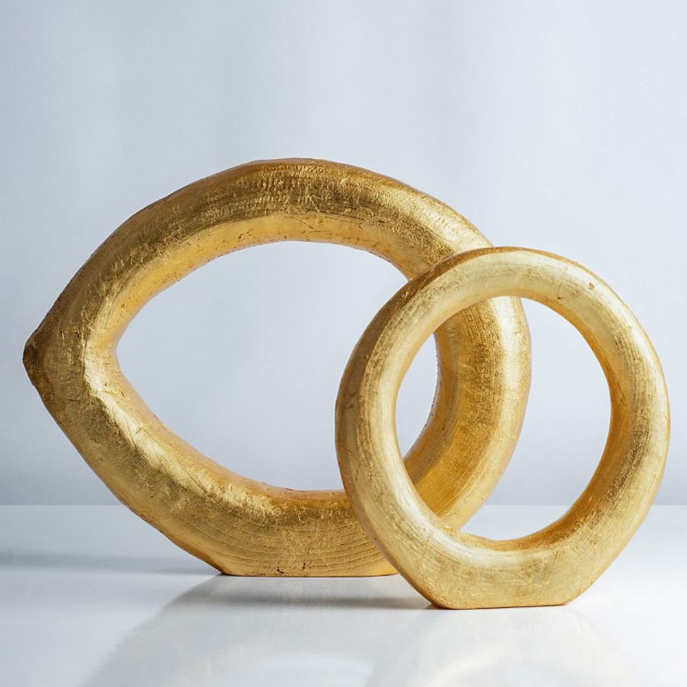 Gold Leaf Design Group Wood Ring Sculpture (Set of 2) | Sculptures | Modishstore-10
