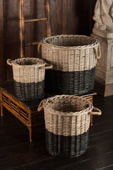 Vagabond Vintage Willow Dipped Black Basket - Set of 3