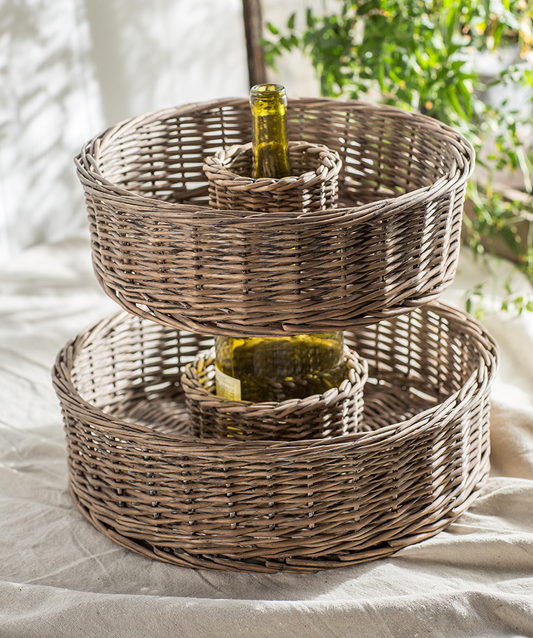 Vagabond Vintage Woven Natural Organizing Trays - Set of 2 | Modishstore | Decorative Trays & Dishes