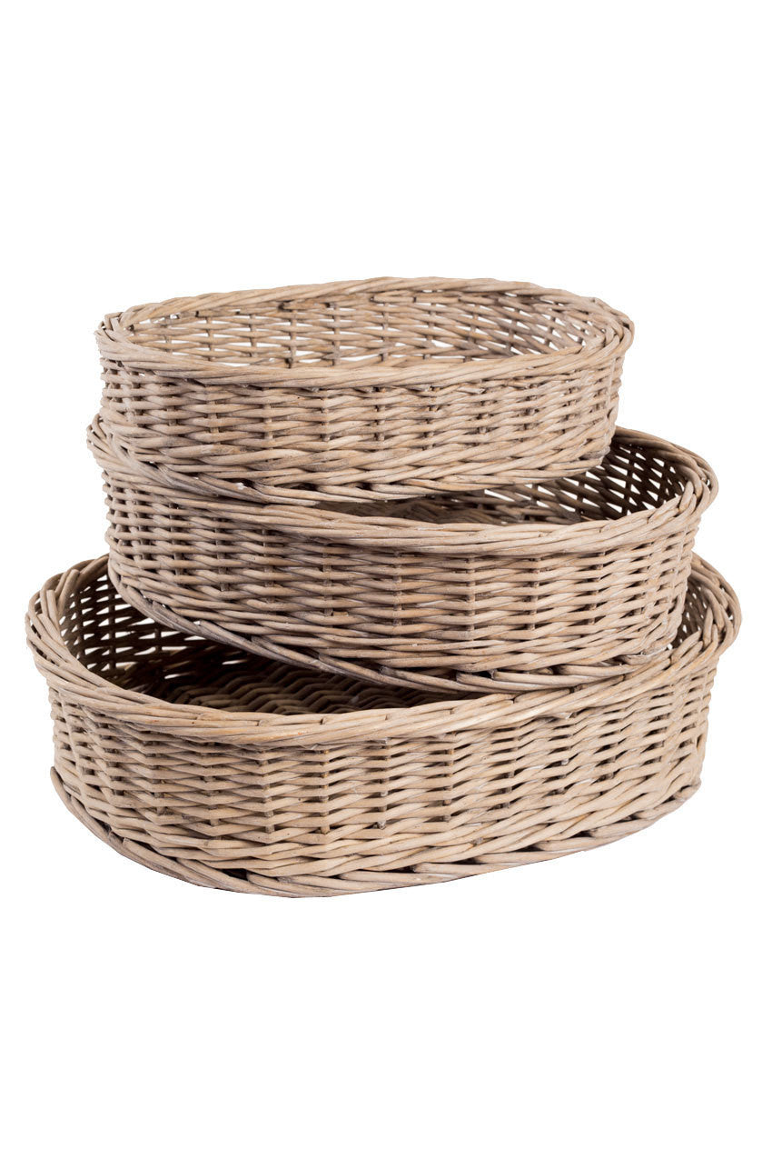 Vagabond Vintage Set of Three Willow Oval Baskets | Modishstore | Bins, Baskets & Buckets-2