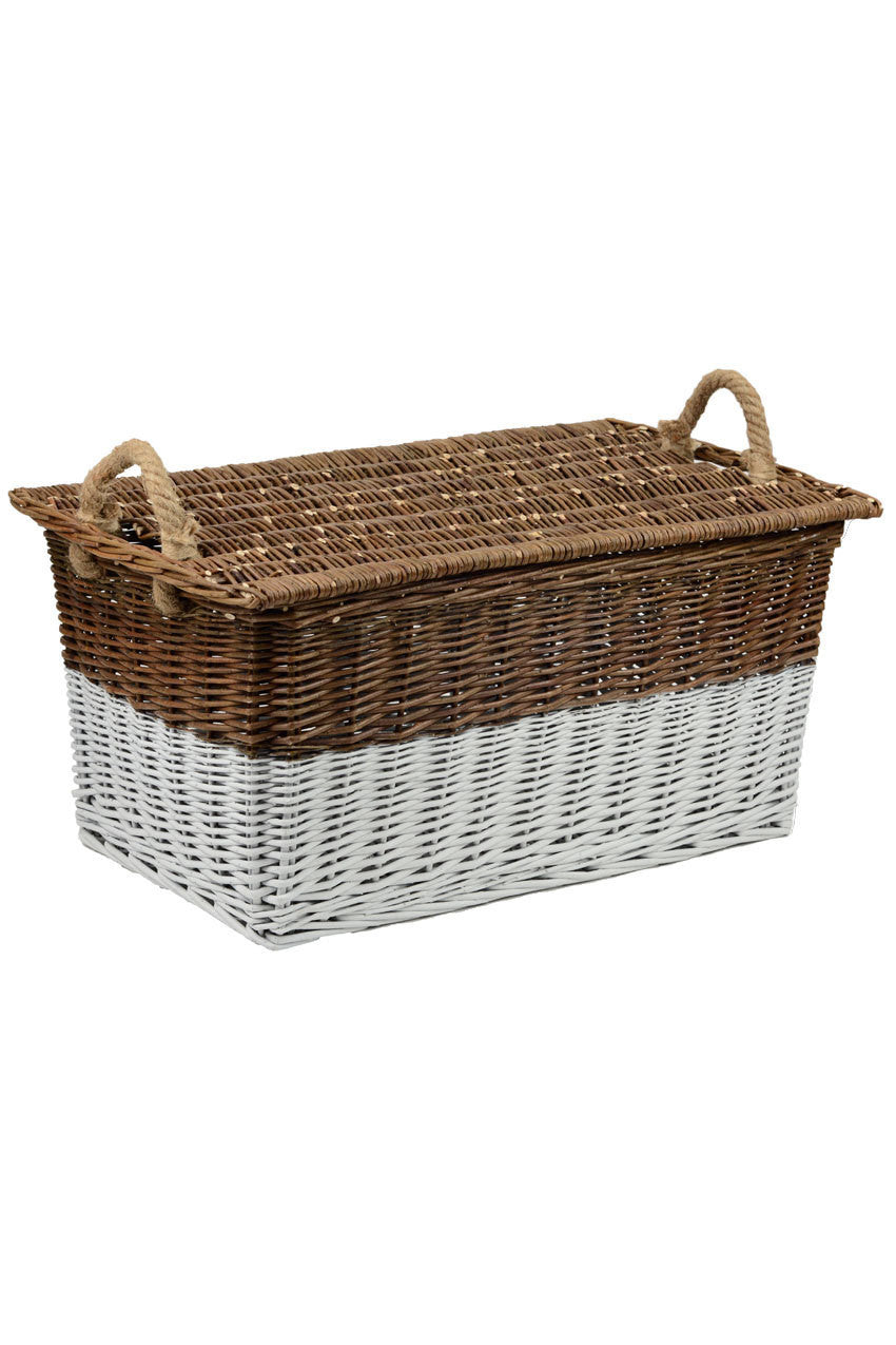 Vagabond Vintage Flat Top Willow Basket with Rope Handles | Modishstore | Bins, Baskets & Buckets-2